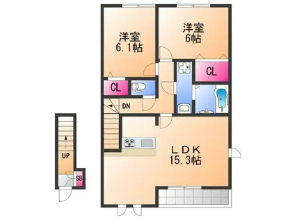 ジョイフル新宮(2SLDK/2階)の間取り写真