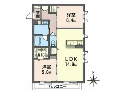 シャーメゾン ディア ガーデンズ(2LDK/2階)の間取り写真