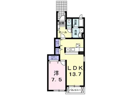 ハミングバード(1LDK/1階)の間取り写真