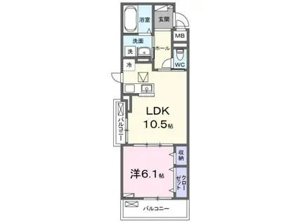ベル ハイネス(1LDK/2階)の間取り写真