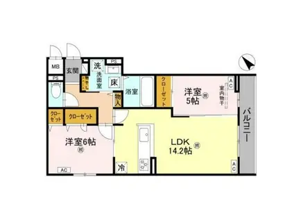 ALTAMAISON東雲(2LDK/1階)の間取り写真