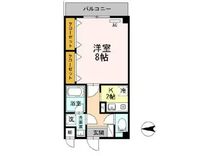 セジュールのぞみ野(1K/2階)の間取り写真