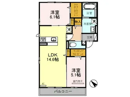 ラ プロスペリータ(2LDK/3階)の間取り写真