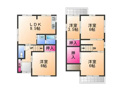 南海電鉄南海本線 春木駅 徒歩18分 2階建 築47年(3SLDK)の間取り写真