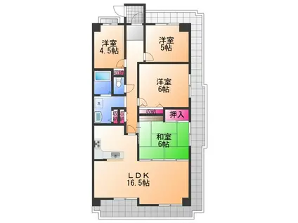 エクセラート北助松(4LDK/8階)の間取り写真