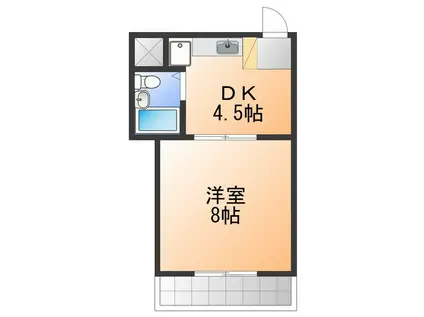 グリシーヌ3(1DK/2階)の間取り写真