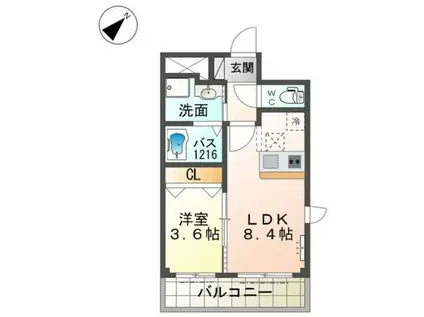 りんくうヴェルジェ(1LDK/1階)の間取り写真