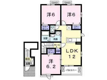 ガーデンハウスKK(3LDK/2階)の間取り写真