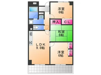 セーヌ東岸和田(3LDK/1階)の間取り写真
