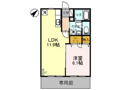 パル春日B(1LDK/1階)の間取り写真