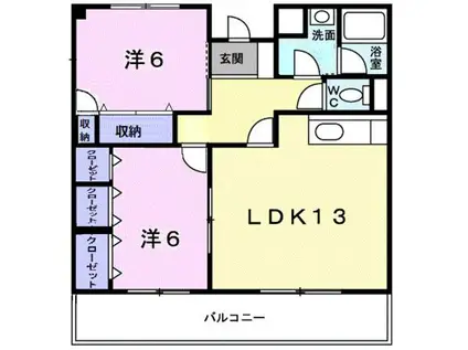 メゾンドゥスリジェ(2LDK/2階)の間取り写真