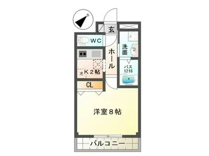 りんくうヴェルジェ(1K/2階)の間取り写真