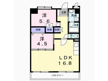 レジデンスくすのき館(2LDK/4階)の間取り写真