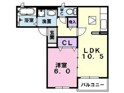 プルメリア(1LDK/1階)の間取り写真