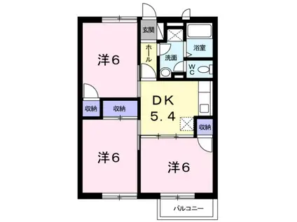 グレースMITA-Ⅱ(3DK/1階)の間取り写真