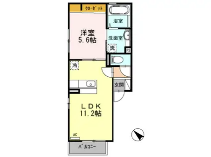 セジュールソアラ(1LDK/2階)の間取り写真