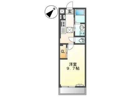 ジェンティー フルール(1K/1階)の間取り写真