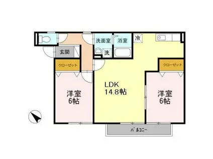 アプリコットハウス(2LDK/2階)の間取り写真