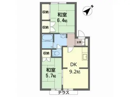 モンレーブミナミ(2DK/1階)の間取り写真