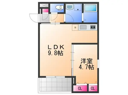 ジーメゾン和泉大宮ソル(1LDK/2階)の間取り写真