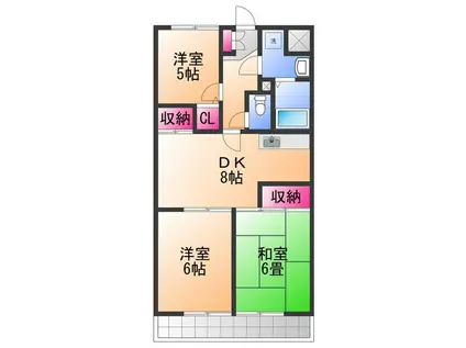 グランドール岸和田(3DK/4階)の間取り写真