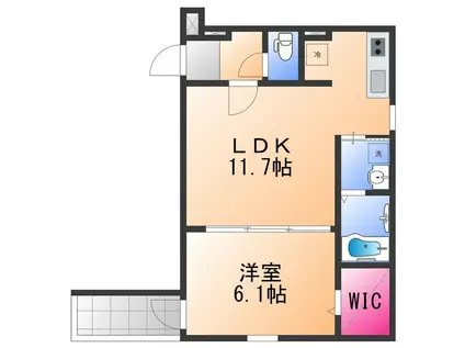 フジパレス高石駅西3番館(1LDK/1階)の間取り写真