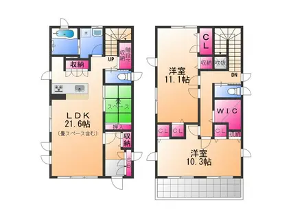 阪和線 津久野駅 徒歩9分 2階建 築10年(2LDK)の間取り写真