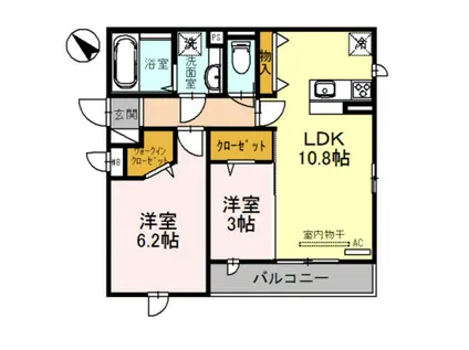 ニューナイン(2LDK/3階)の間取り写真