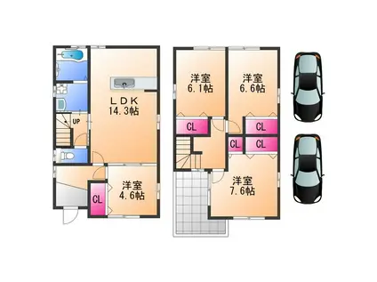 南海電鉄南海本線 貝塚駅(大阪) 徒歩2分 2階建 築14年(4LDK)の間取り写真