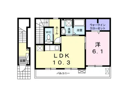 メゾン ド ソレイユ 東岸和田(1LDK/2階)の間取り写真