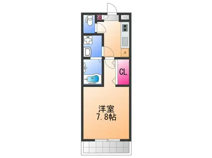 ジーメゾン高石加茂(1K/3階)の間取り写真