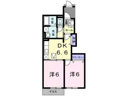 ブライトヒルズB(2DK/1階)の間取り写真