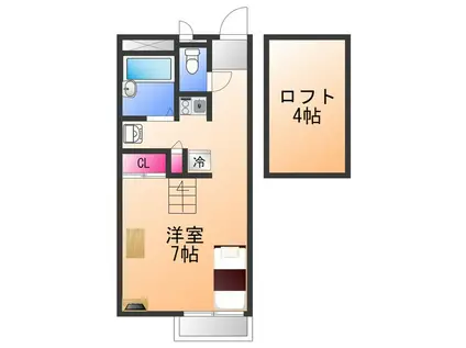 レオパレスANGEL日根野(1K/2階)の間取り写真