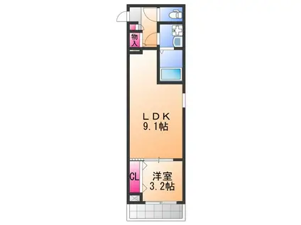 ジーメゾン春木旭町(1LDK/1階)の間取り写真