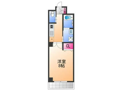 グランディール北勘(1K/6階)の間取り写真