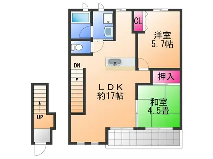 アンシャンテシェソワ(2LDK/2階)の間取り写真