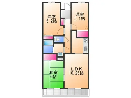 ウエストヒルズ関空Ⅱ(3LDK/3階)の間取り写真
