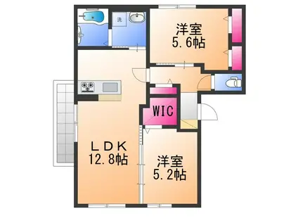 ハイムオオトリ(2SLDK/1階)の間取り写真