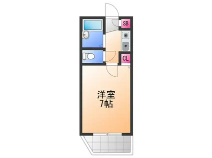 ロジュマン海塚2(1K/4階)の間取り写真