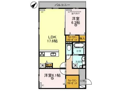 BRILLIANT(2LDK/2階)の間取り写真