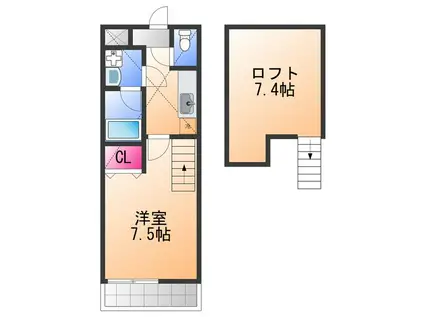 フジパレス北王子(1K/2階)の間取り写真