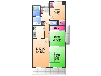 プリムローズ岸和田(3LDK/3階)の間取り写真