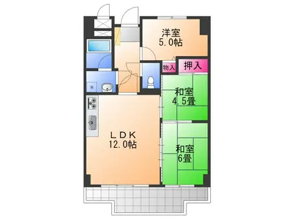 ライオンズマンション泉南樽井第2(3LDK/5階)の間取り写真