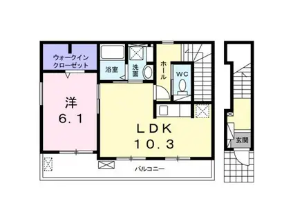 メゾン ド ソレイユ 東岸和田(1LDK/2階)の間取り写真