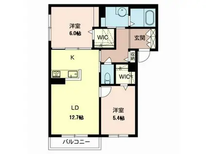 シャーメゾンシャルム磯上(2LDK/2階)の間取り写真