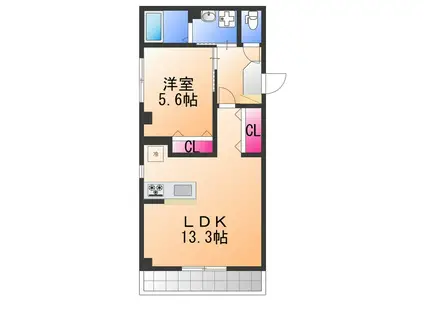 ディアコート(1LDK/1階)の間取り写真