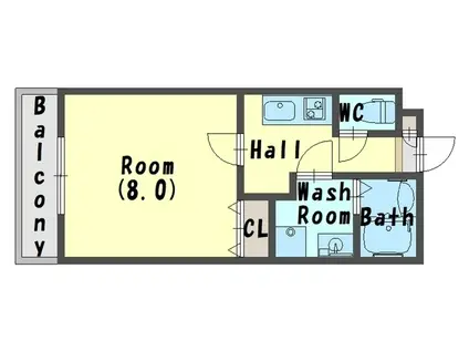 フェリーチェ石津(1K/3階)の間取り写真