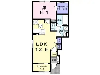 ルミナスりんくう(1LDK/1階)の間取り写真