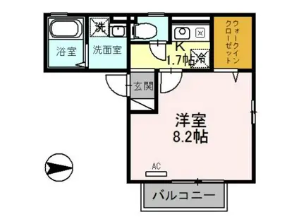 グリーンコート(1K/2階)の間取り写真