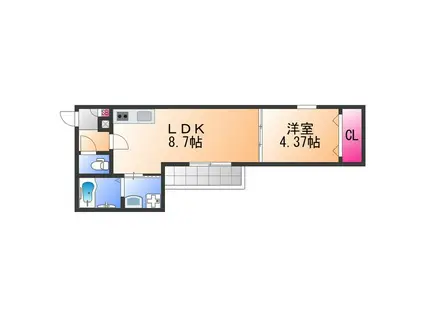 エステイトE泉大津(1LDK/2階)の間取り写真